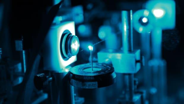 Lab technology in a dark room.