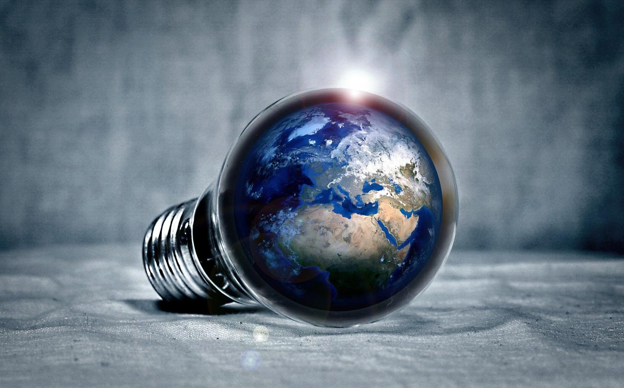 Image of Earth in a lightbulb.
