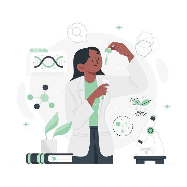 Cartoon of female scientist
