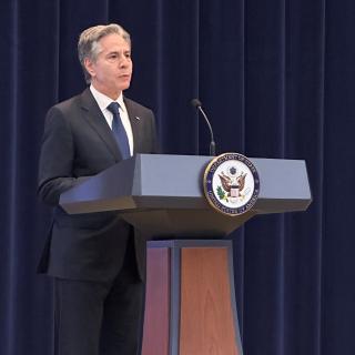 Secretary Blinken speaking at an event.