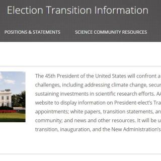 AAAS Launches Website about the New Administration