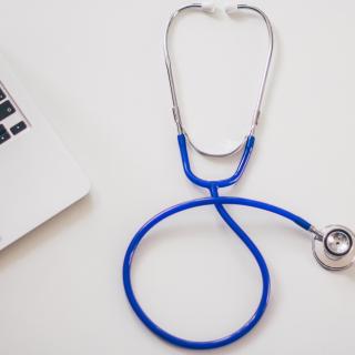 Stethoscope on a desk,