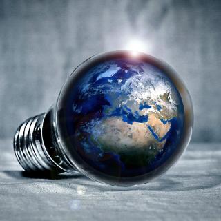 Image of Earth in a lightbulb.